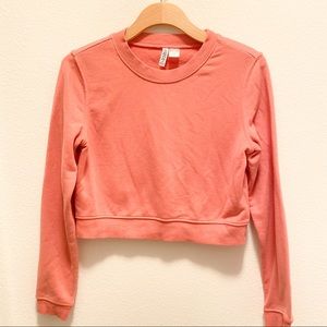 H&M Cropped Pink Sweater Sweatshirt Crop Top Crew